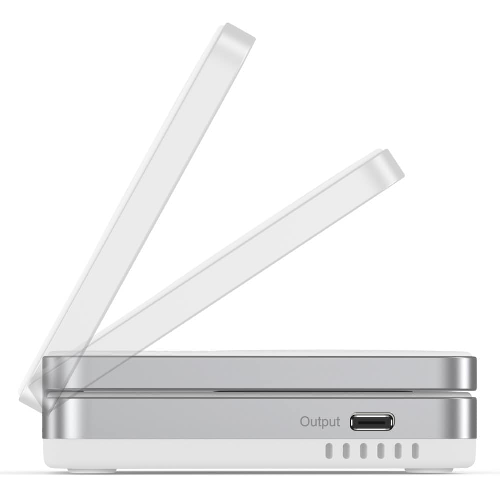 Compact Qi2 Magnetisk trådløs foldbar opladningsstander 2-i-1, Hvid