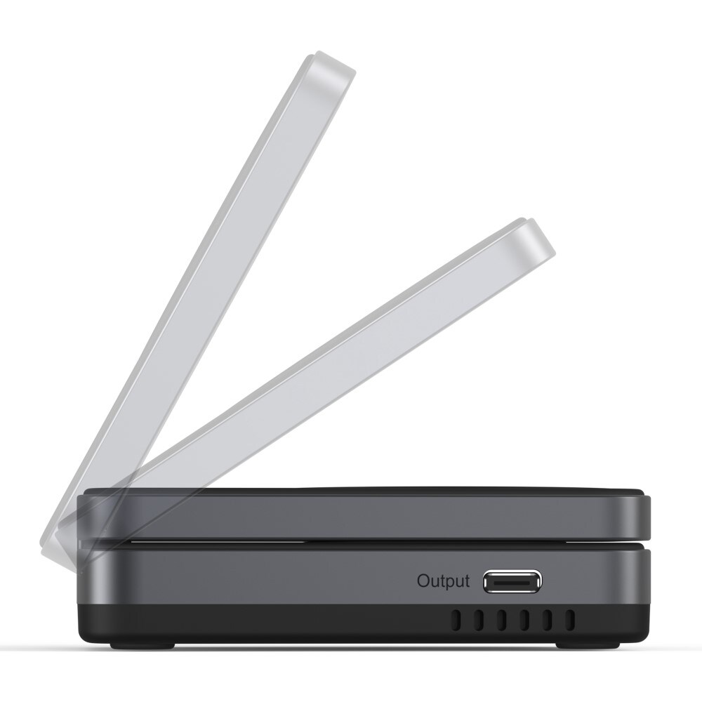 Compact Qi2 Magnetisk trådløs foldbar opladningsstander 2-i-1, Sort