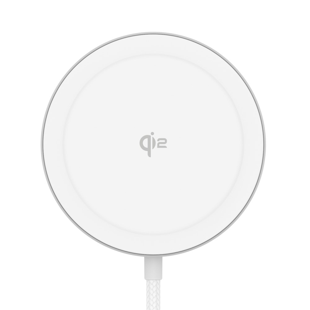 Trådløs oplader Qi2 15W MagSafe med indbygget stander, Hvid
