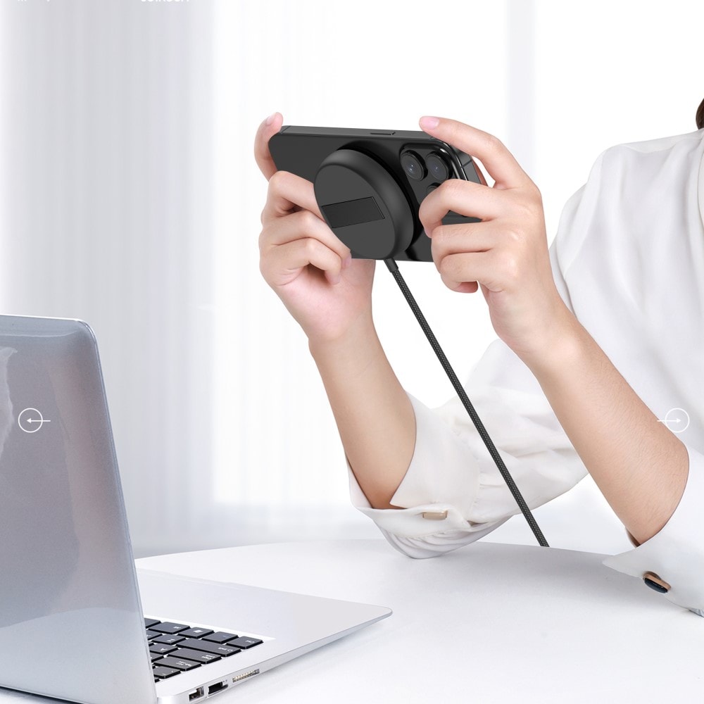 Trådløs oplader Qi2 15W MagSafe med indbygget stander, Sort