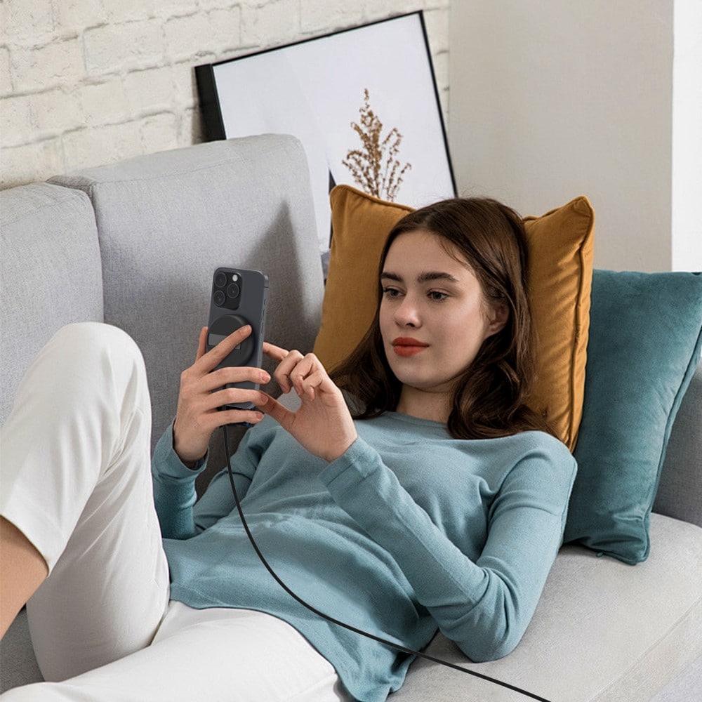 Trådløs oplader Qi2 15W MagSafe med indbygget stander, Sort