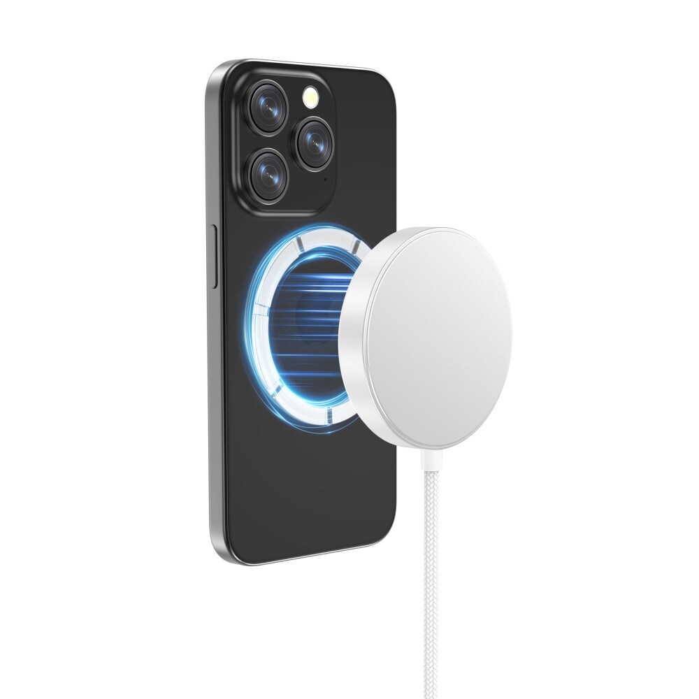 Qi2 magnetisk trådløs oplader 15W, Hvid