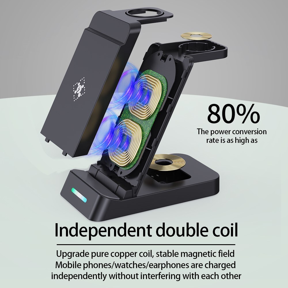 Trådløs 3-i-1 Apple oplader, Sort