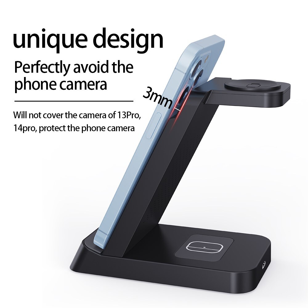 Trådløs 3-i-1 Apple oplader, Sort