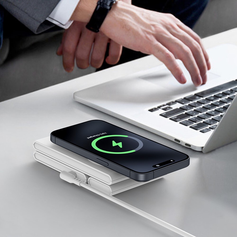 Modern Qi2 magnetisk trådløs foldbar opladningsstander 3-i-1, Hvid