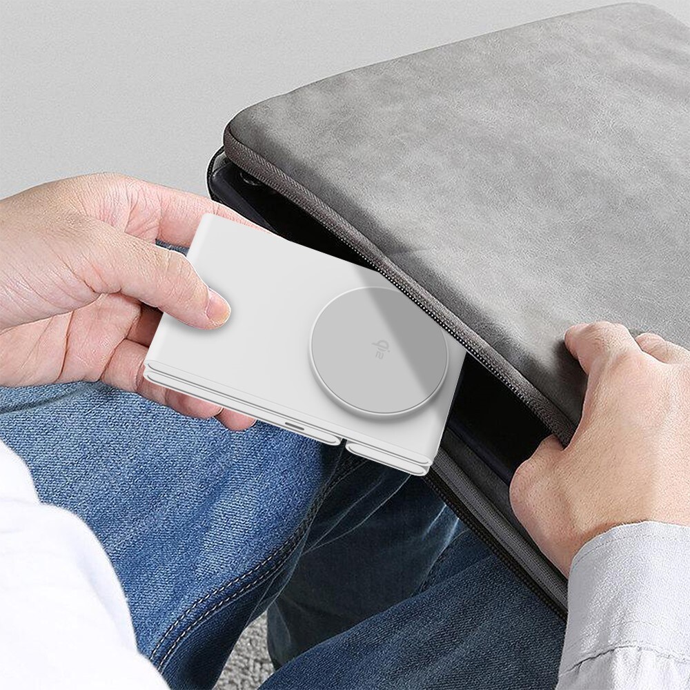 Modern Qi2 magnetisk trådløs foldbar opladningsstander 3-i-1, Hvid
