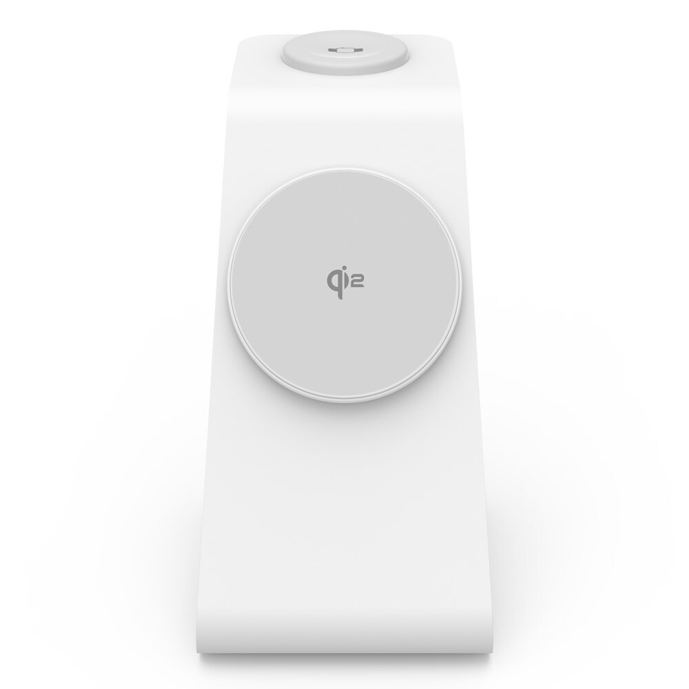 Modern Qi2 magnetisk trådløs opladningsstander 3-i-1, Hvid