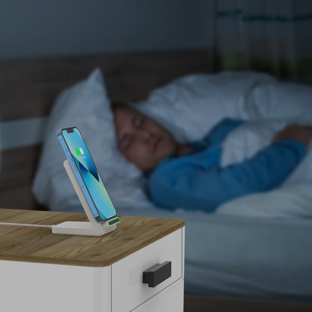 Trådløs opladningsstander 15W, Hvid