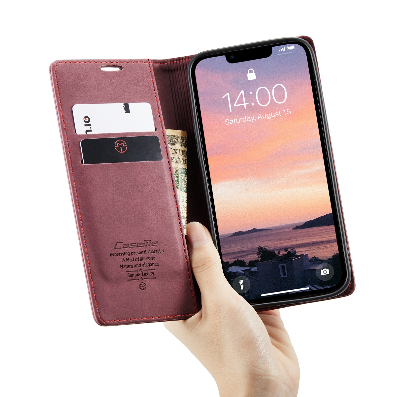 iPhone 16e Slankt pungetui, Rød