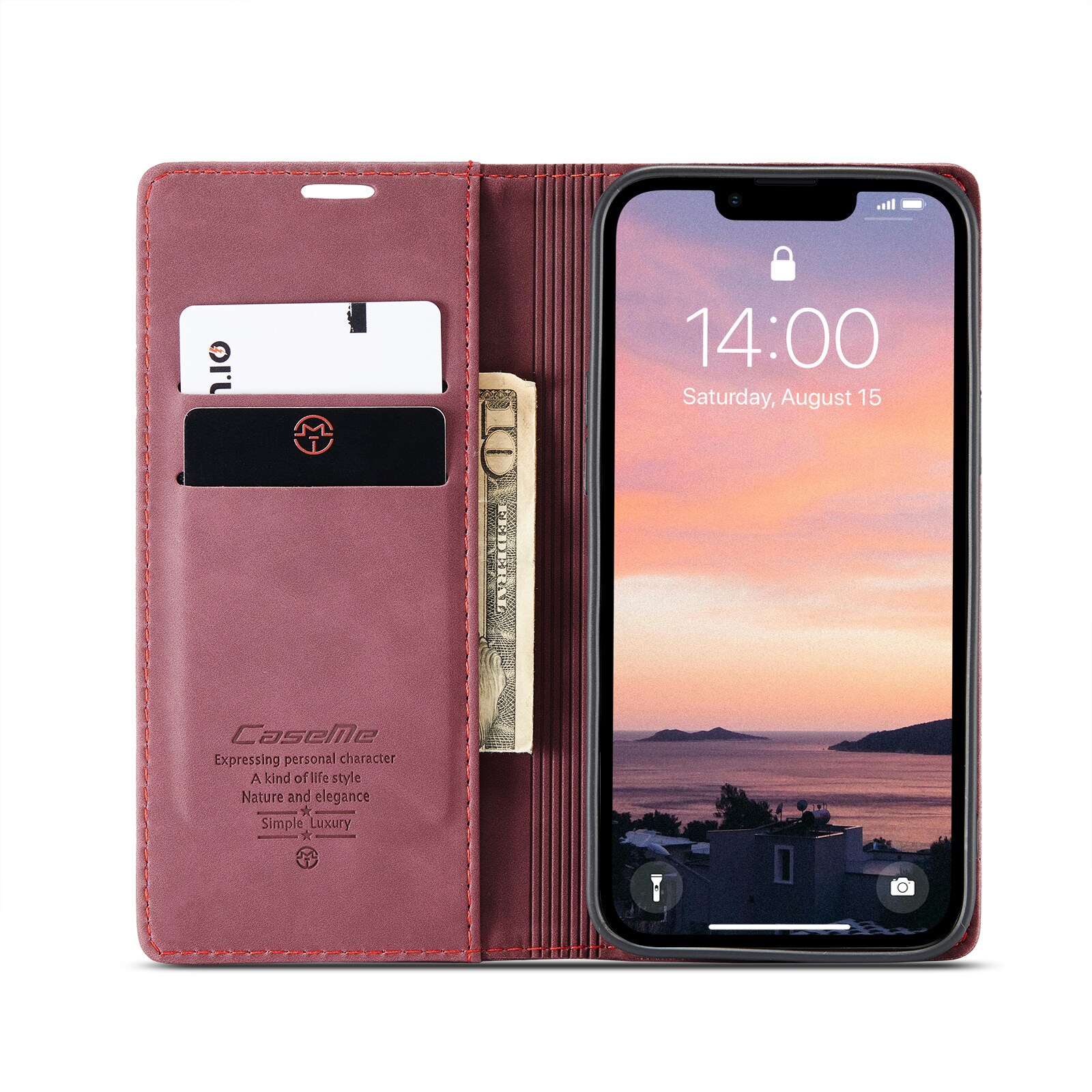 iPhone 16e Slankt pungetui, Rød