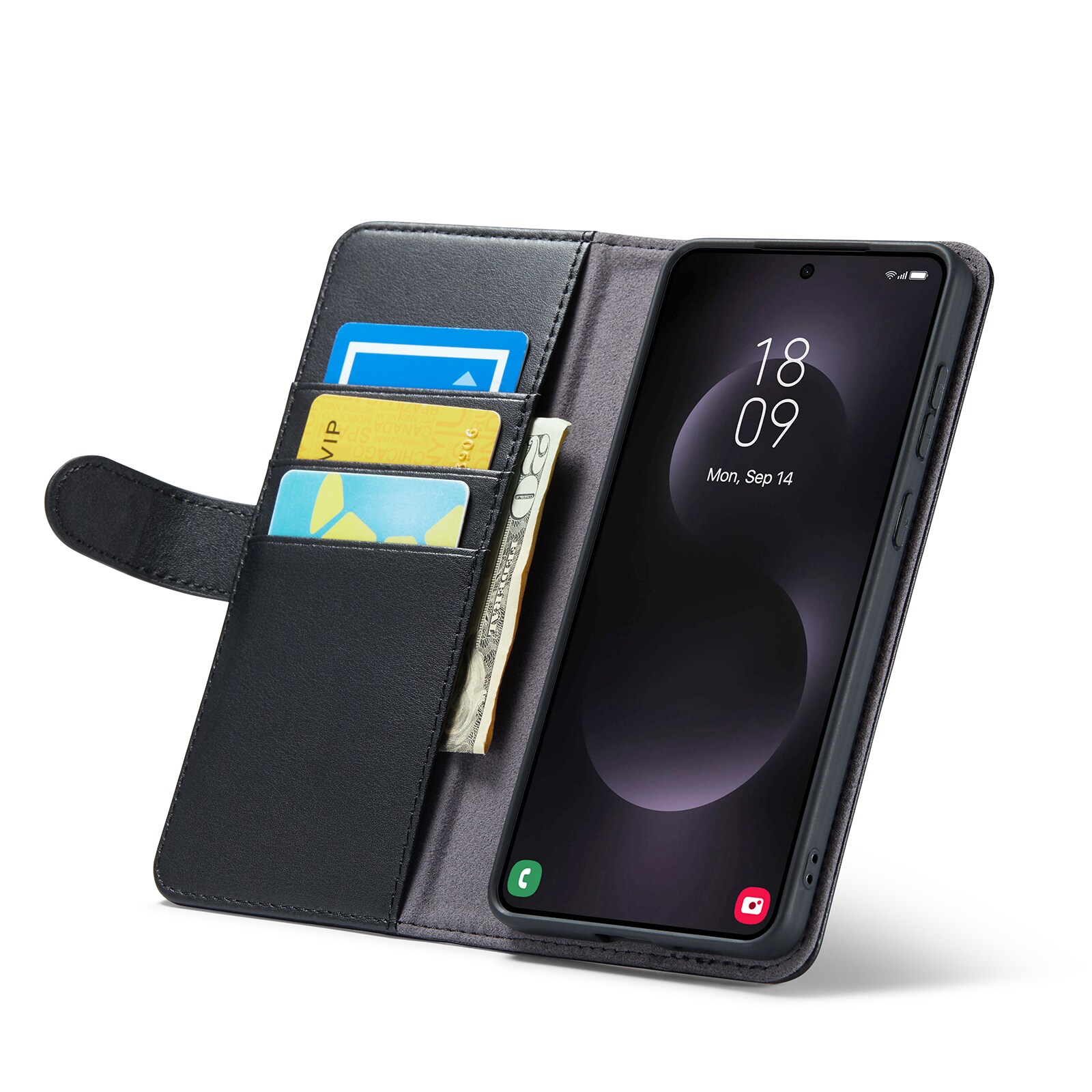 Samsung Galaxy S25 Edge Pungetui i ægte læder, Sort