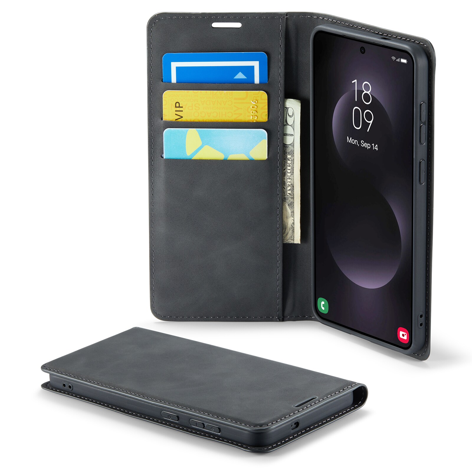 Samsung Galaxy S25 Edge Slankt etui med kortholder, Sort