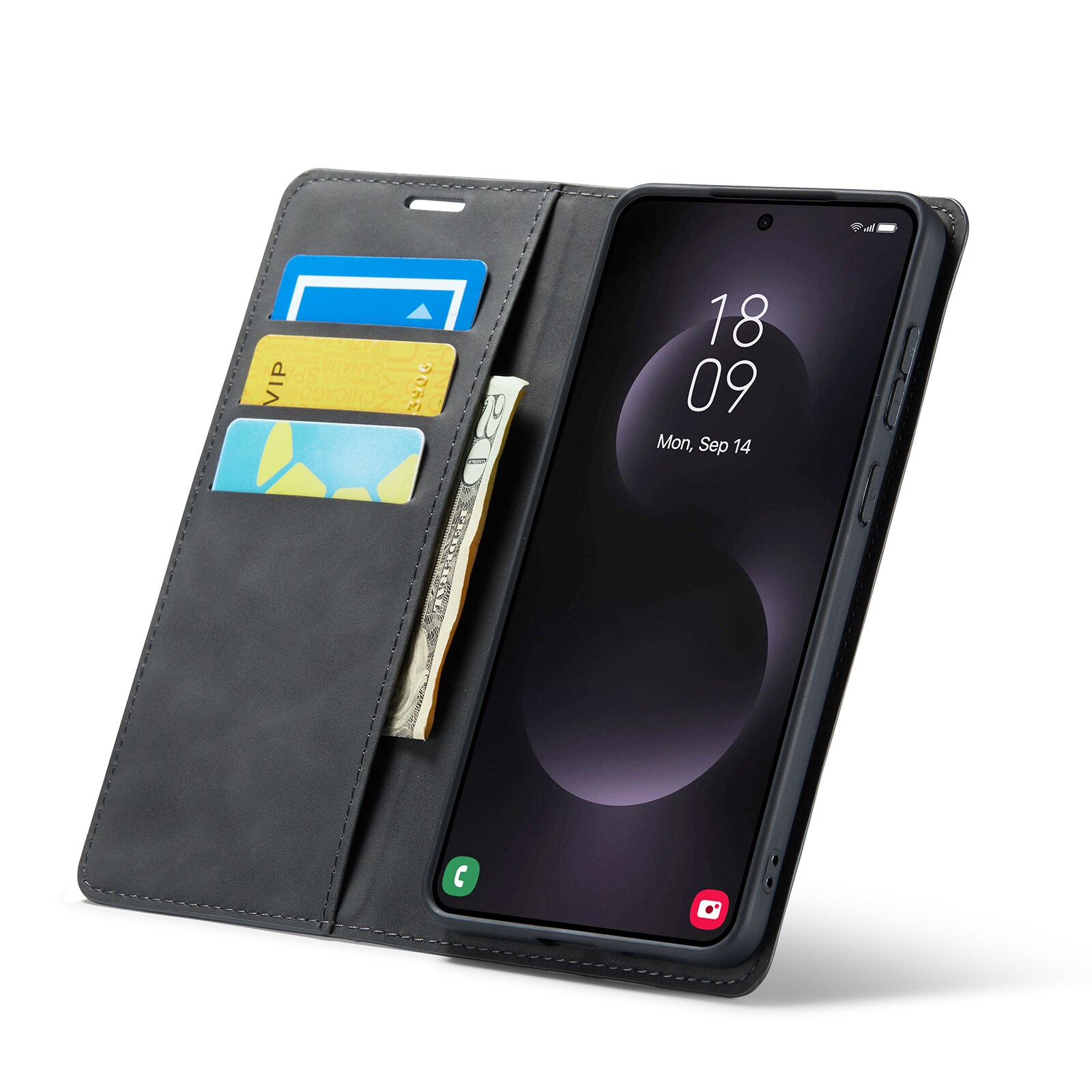 Samsung Galaxy S25 Edge Slankt etui med kortholder, Sort