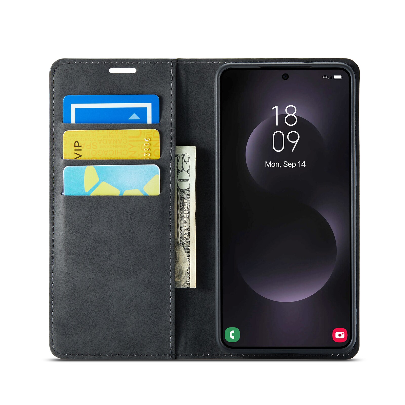 Samsung Galaxy S25 Edge Slankt etui med kortholder, Sort