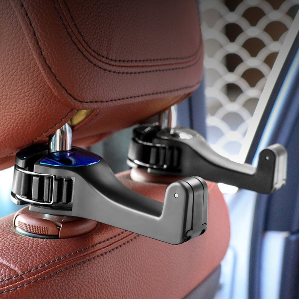 Mobilholder med krog til nakkestøtte i bilen, Sort