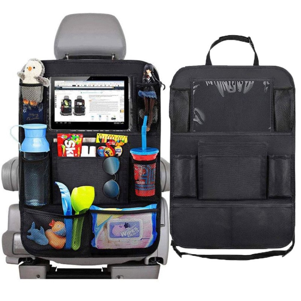 Sparkskjold til bilen med holder til tablet og opbevaring, Sort
