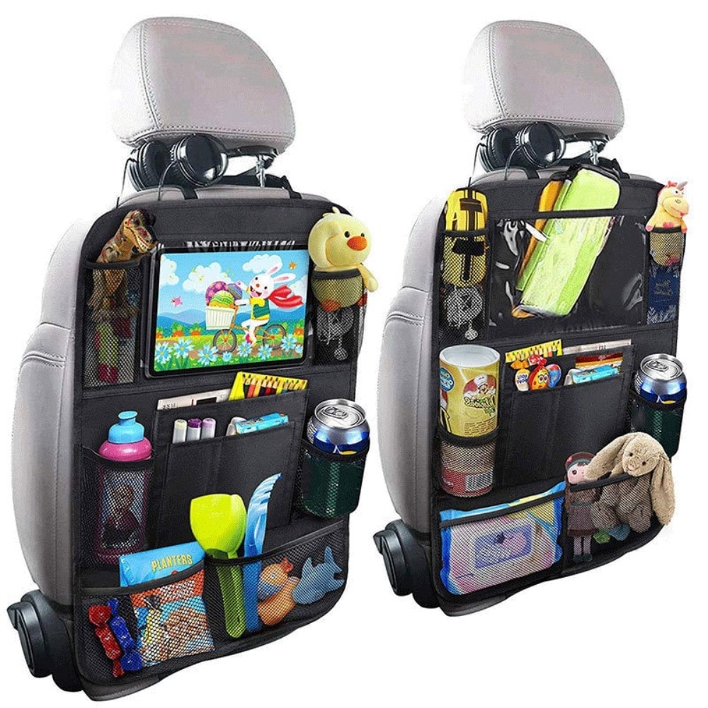 Sparkskjold til bilen med holder til tablet og opbevaring, Sort