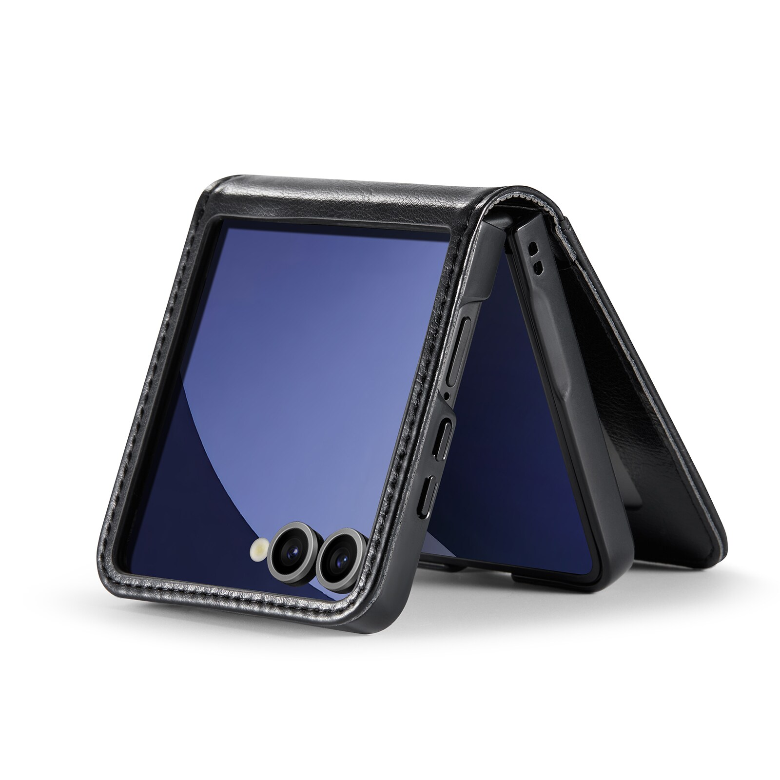 Samsung Galaxy Z Flip 7 Pungetui i ægte læder, Sort