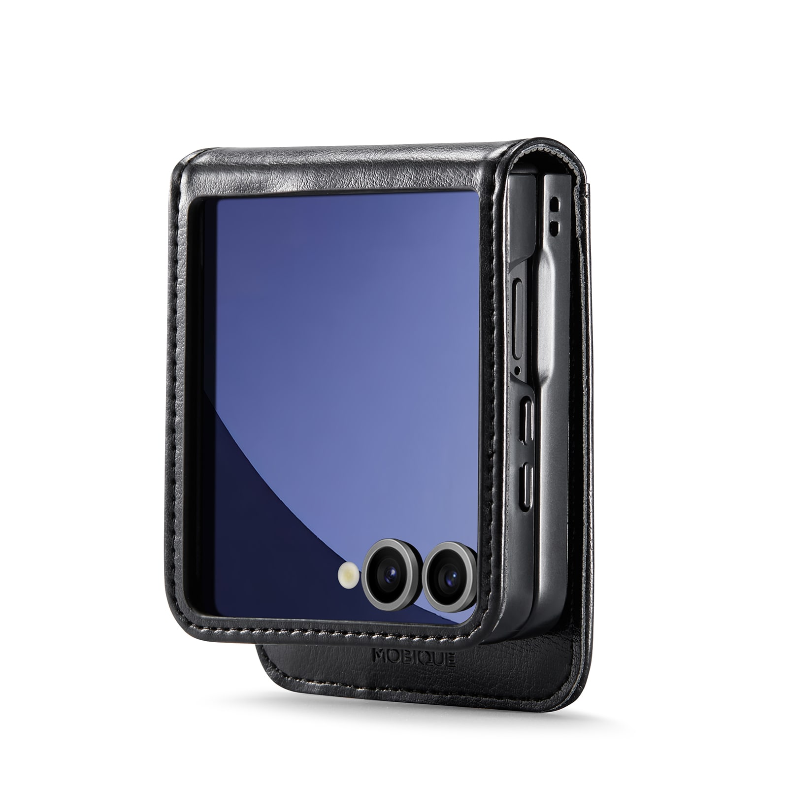 Samsung Galaxy Z Flip 7 Pungetui i ægte læder, Sort
