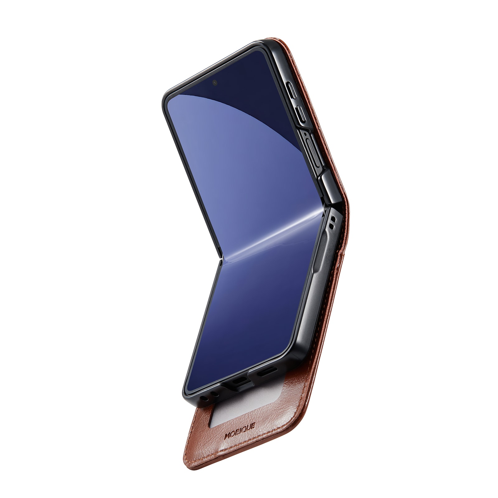 Samsung Galaxy Z Flip 7 Pungetui i ægte læder, Cognac