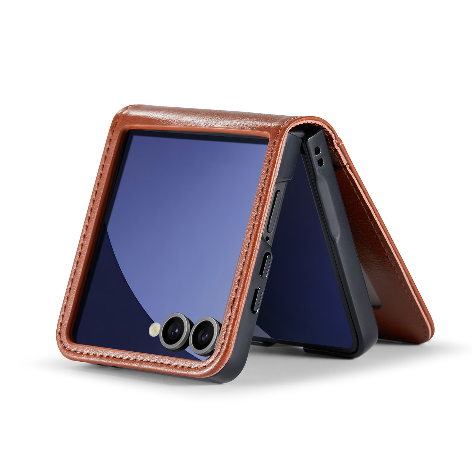 Samsung Galaxy Z Flip 7 Pungetui i ægte læder, Cognac
