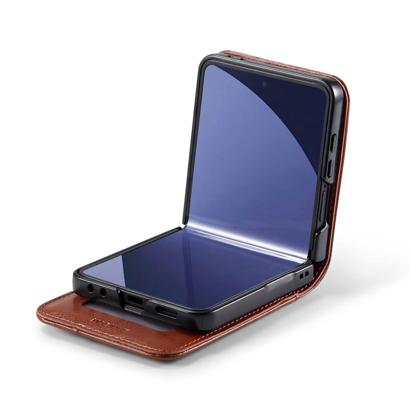 Samsung Galaxy Z Flip 7 Pungetui i ægte læder, Cognac