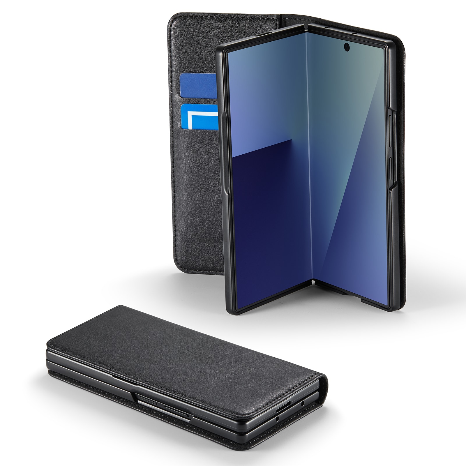 Samsung Galaxy Z Fold 7 Pungetui i ægte læder, Sort