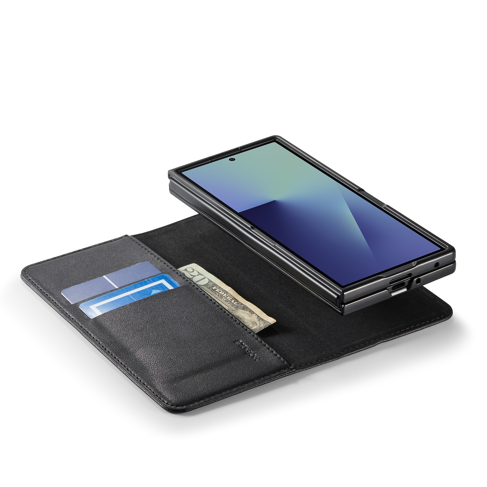 Samsung Galaxy Z Fold 7 Pungetui i ægte læder, Sort