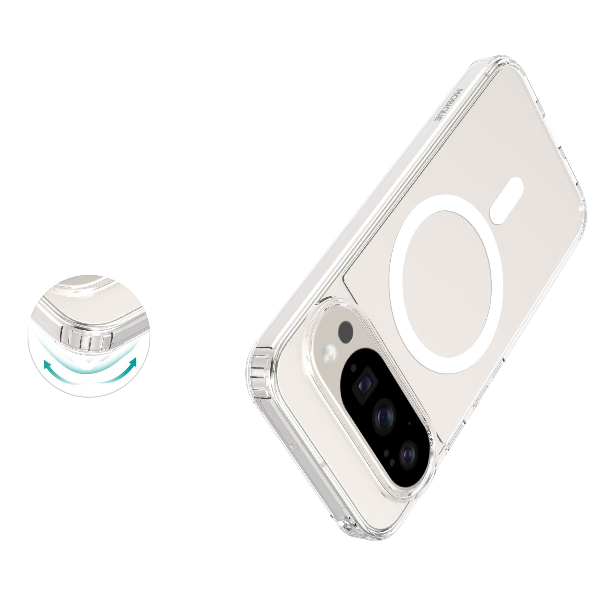 Google Pixel 10 MagSafe Hybrid-cover, Gennemsigtig