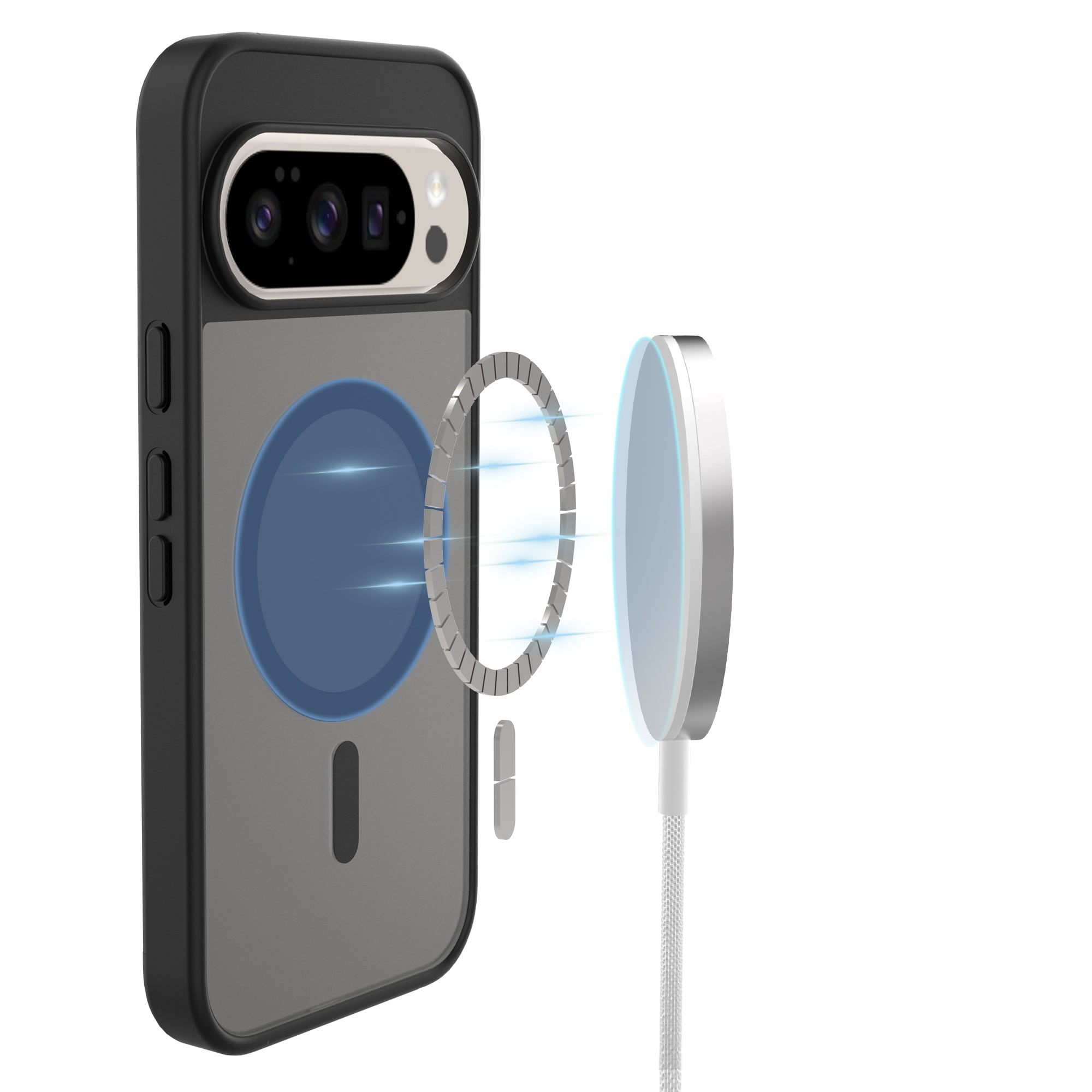 Google Pixel 10 Hybrid-cover magnetisk, Frosted Black