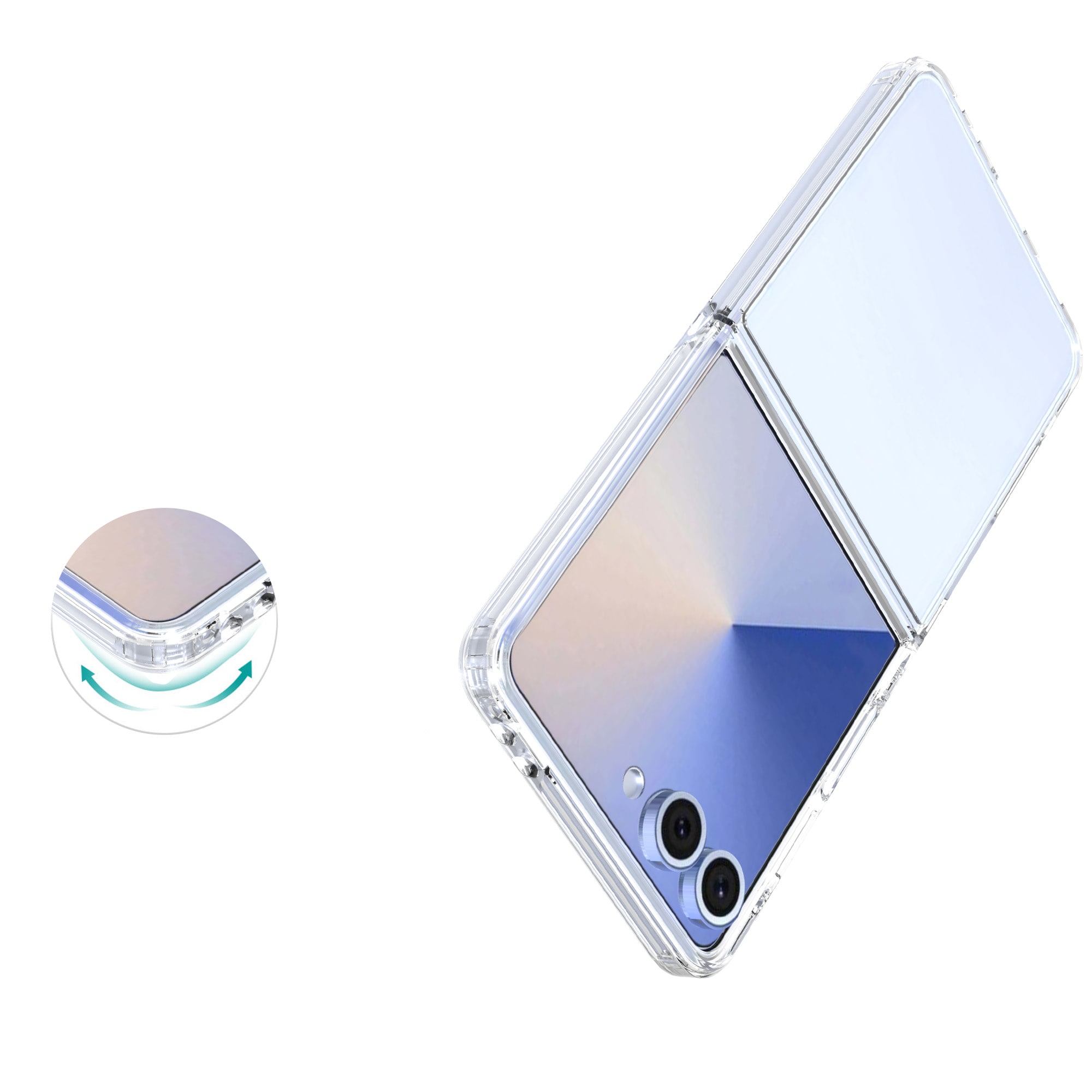 Samsung Galaxy Z Flip 7 Crystal Hybrid-cover, Gennemsigtig