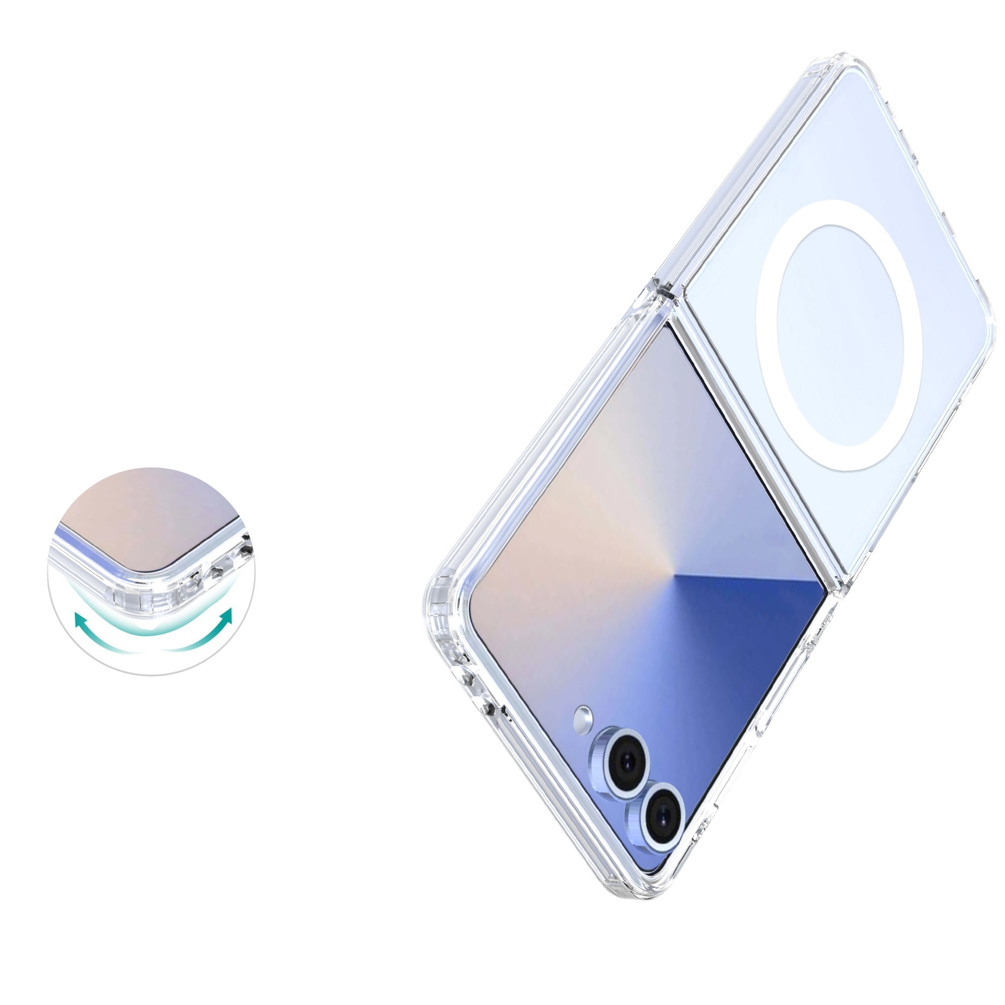 Samsung Galaxy Z Flip 7 MagSafe Hybrid-cover, Gennemsigtig