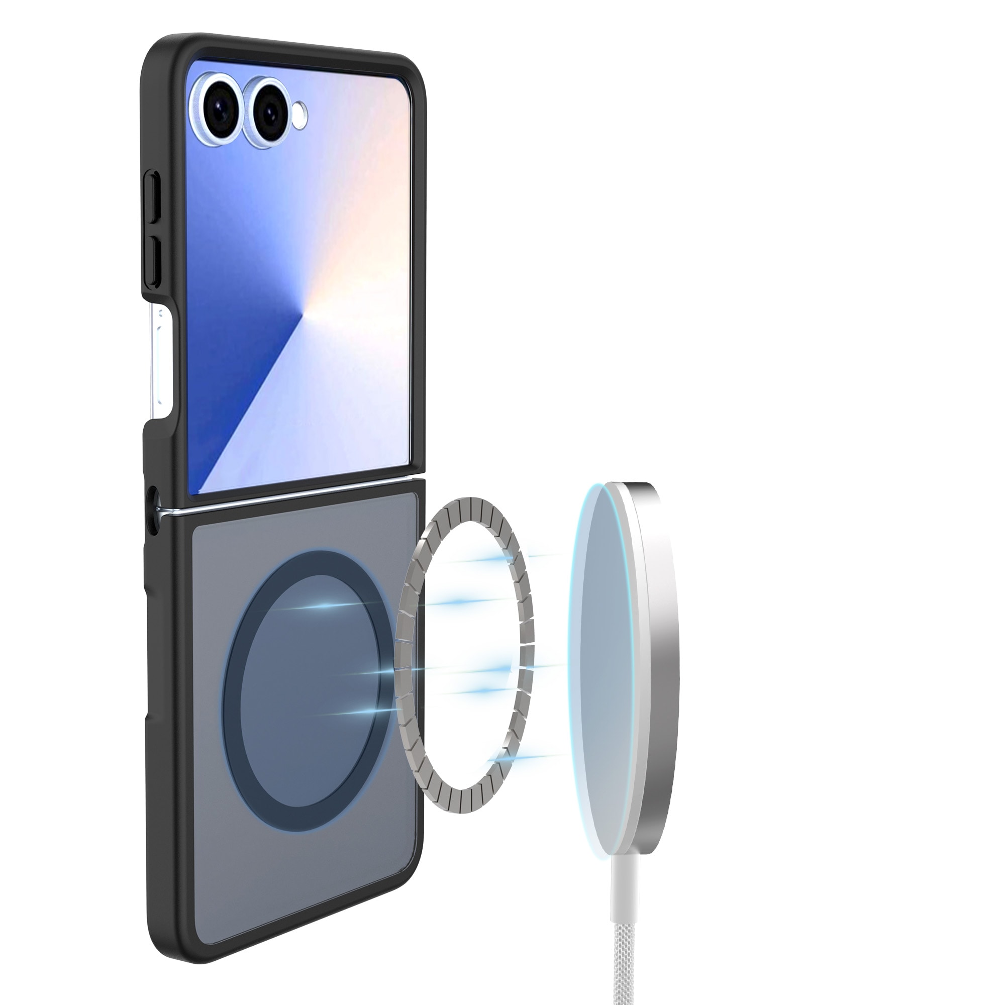 Samsung Galaxy Z Flip 7 Hybrid-cover magnetisk, Frosted Black