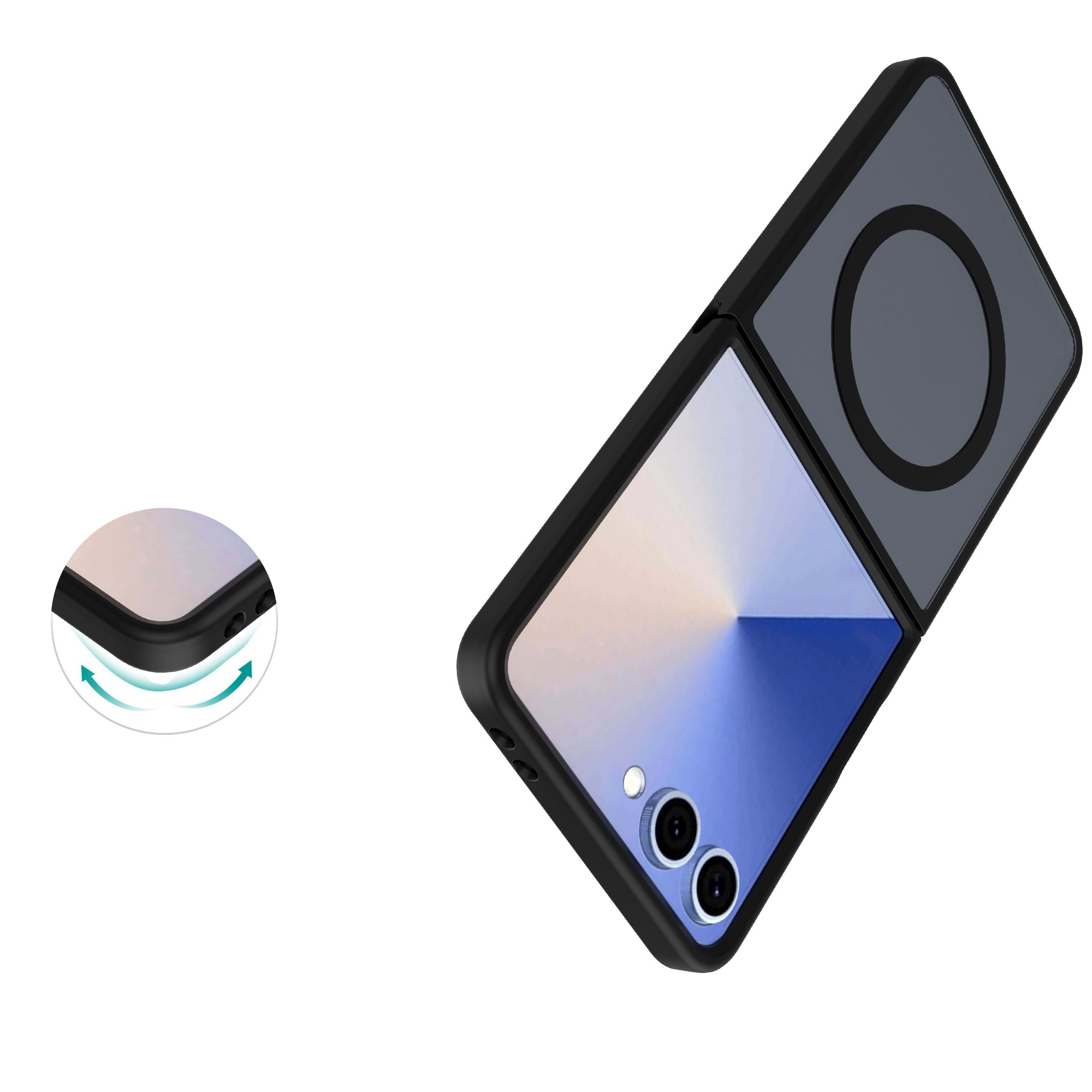 Samsung Galaxy Z Flip 7 Hybrid-cover magnetisk, Frosted Black