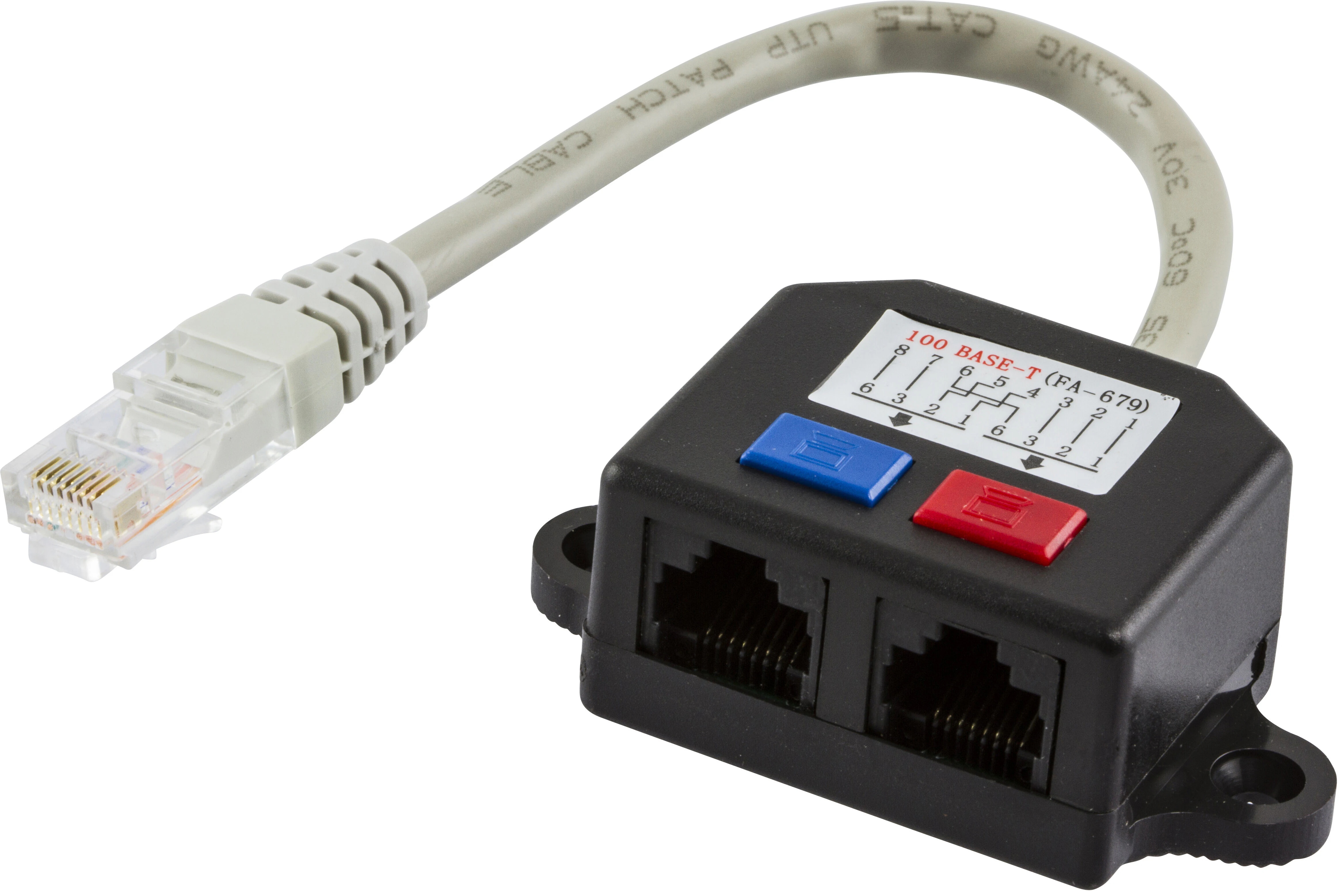 Y-kabel til netværk RJ45, Sort