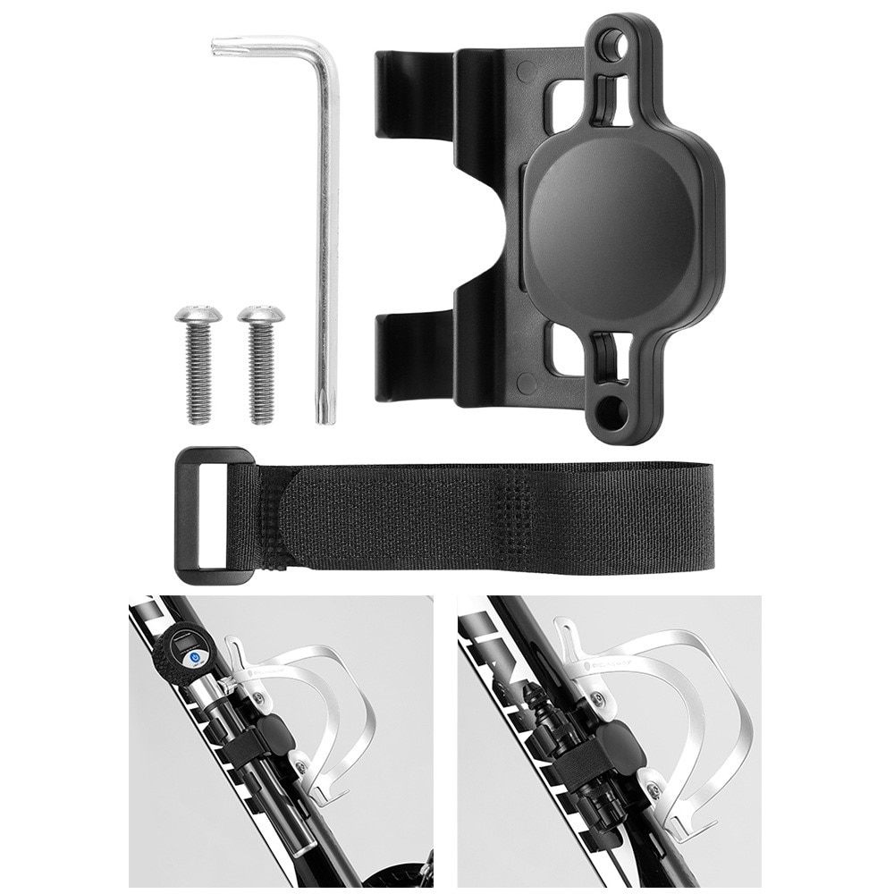 Apple AirTag Holder til cykel med cykelpumpeholder, Sort