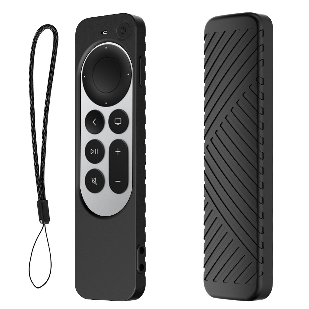 Apple TV 4K Gen 3 Siri fjernbetjening riflet silikonecover, Sort