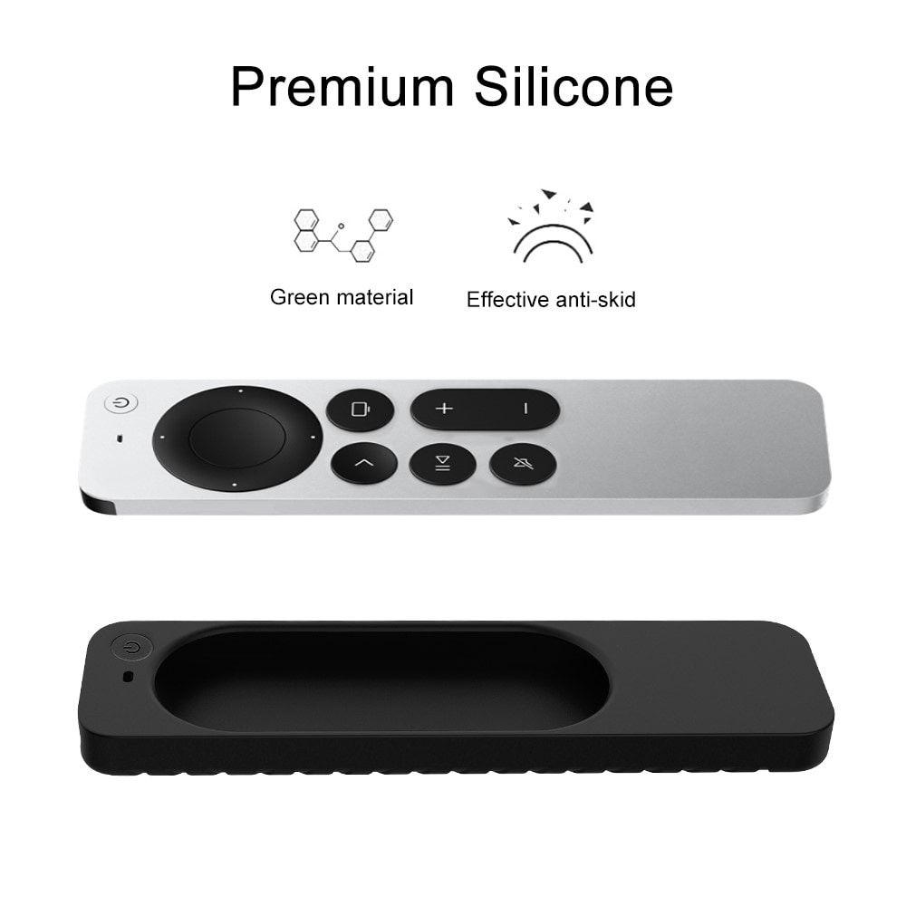 Apple TV 4K Gen 3 Siri fjernbetjening riflet silikonecover, Sort