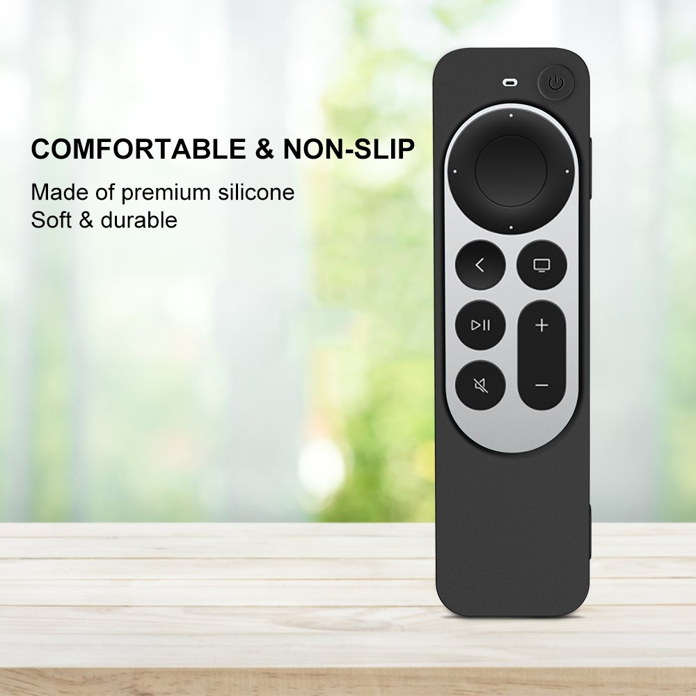 Apple TV 4K Gen 3 Siri fjernbetjening riflet silikonecover, Sort