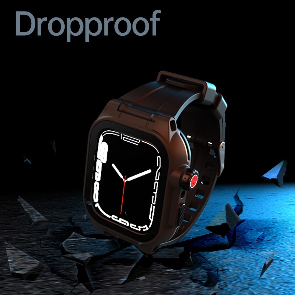 Apple Watch Series 9 45mm Vandtæt cover med armbånd i silikone, Sort