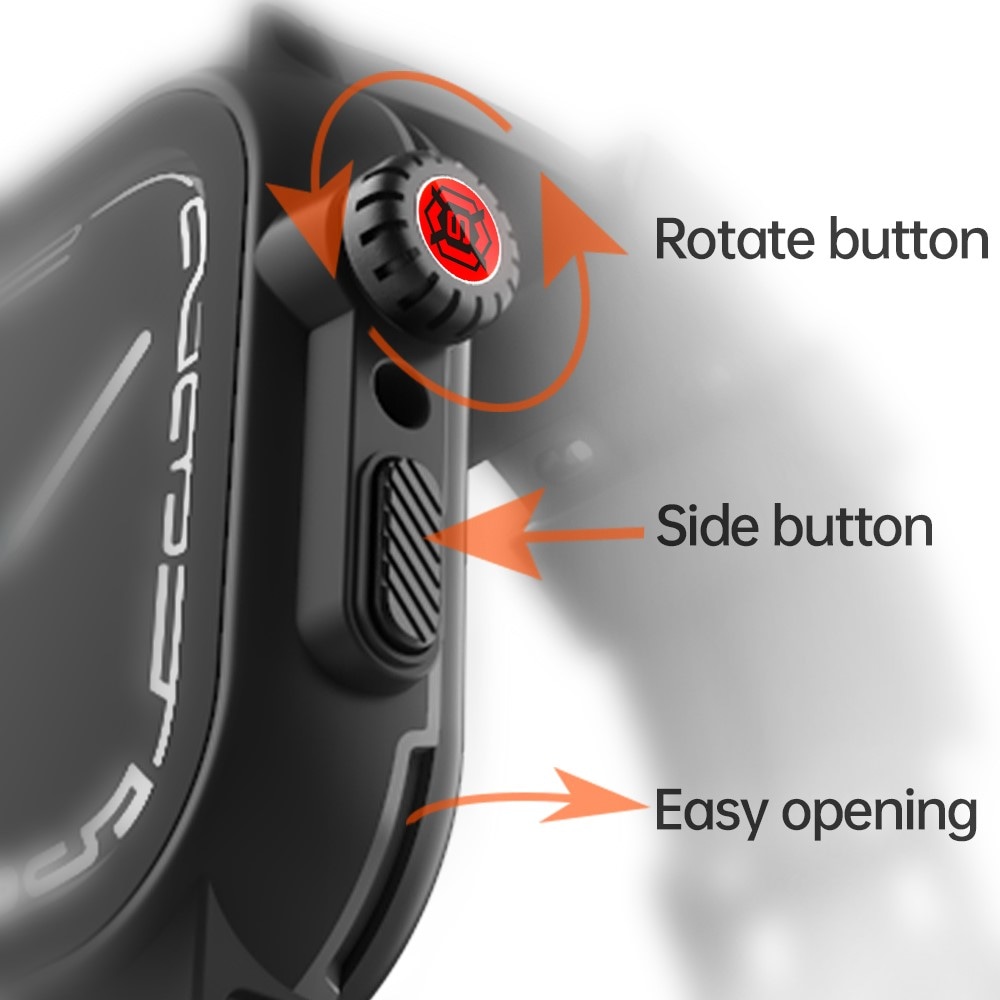 Apple Watch Series 9 45mm Vandtæt cover med armbånd i silikone, Sort