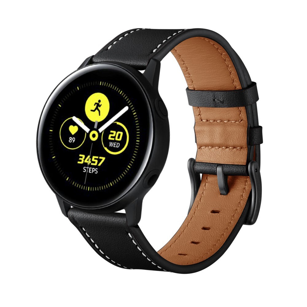 Samsung Galaxy Watch 42mm Armbånd i ægte læder, Sort
