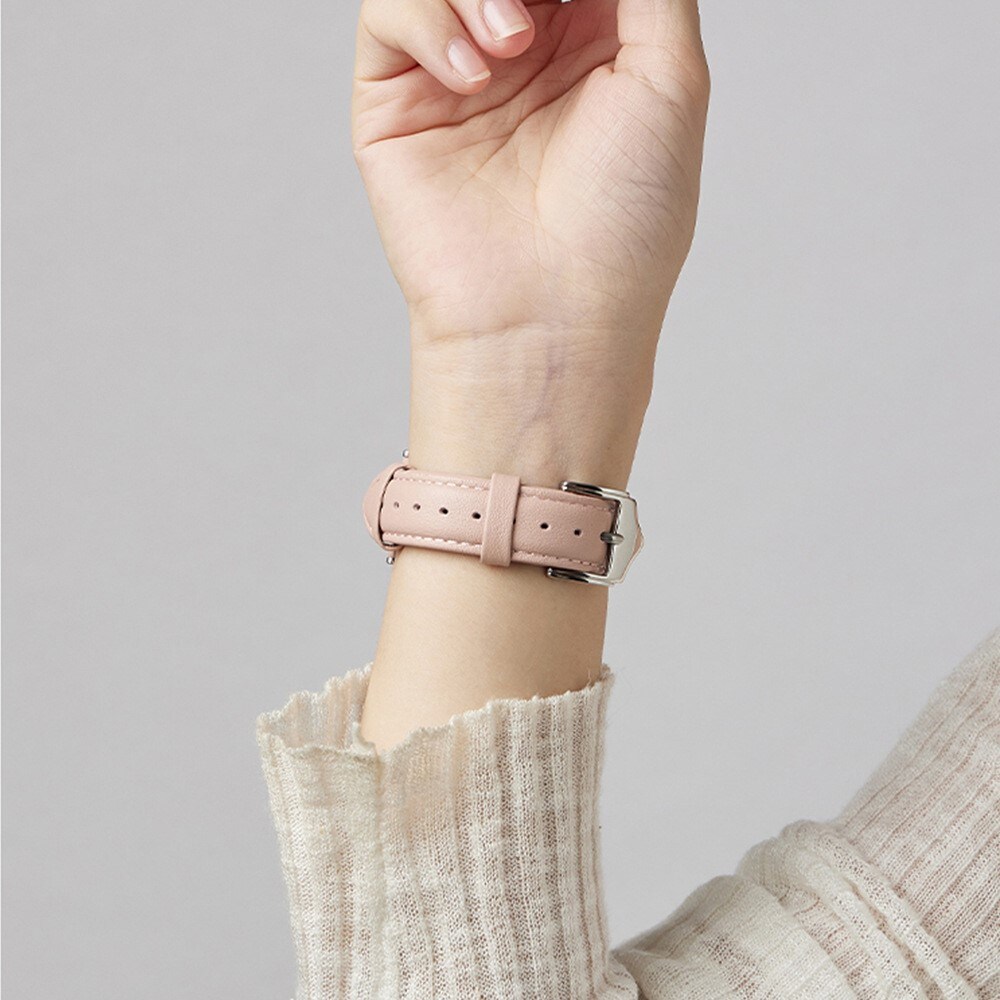 Apple Watch Series 11 42mm Smalt armbånd i ægte læder, Lyserød