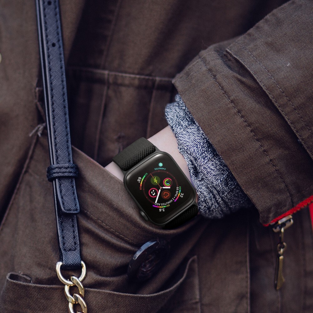 Apple Watch Series 1-3 42mm Armbånd i elastik, Mørkebrun