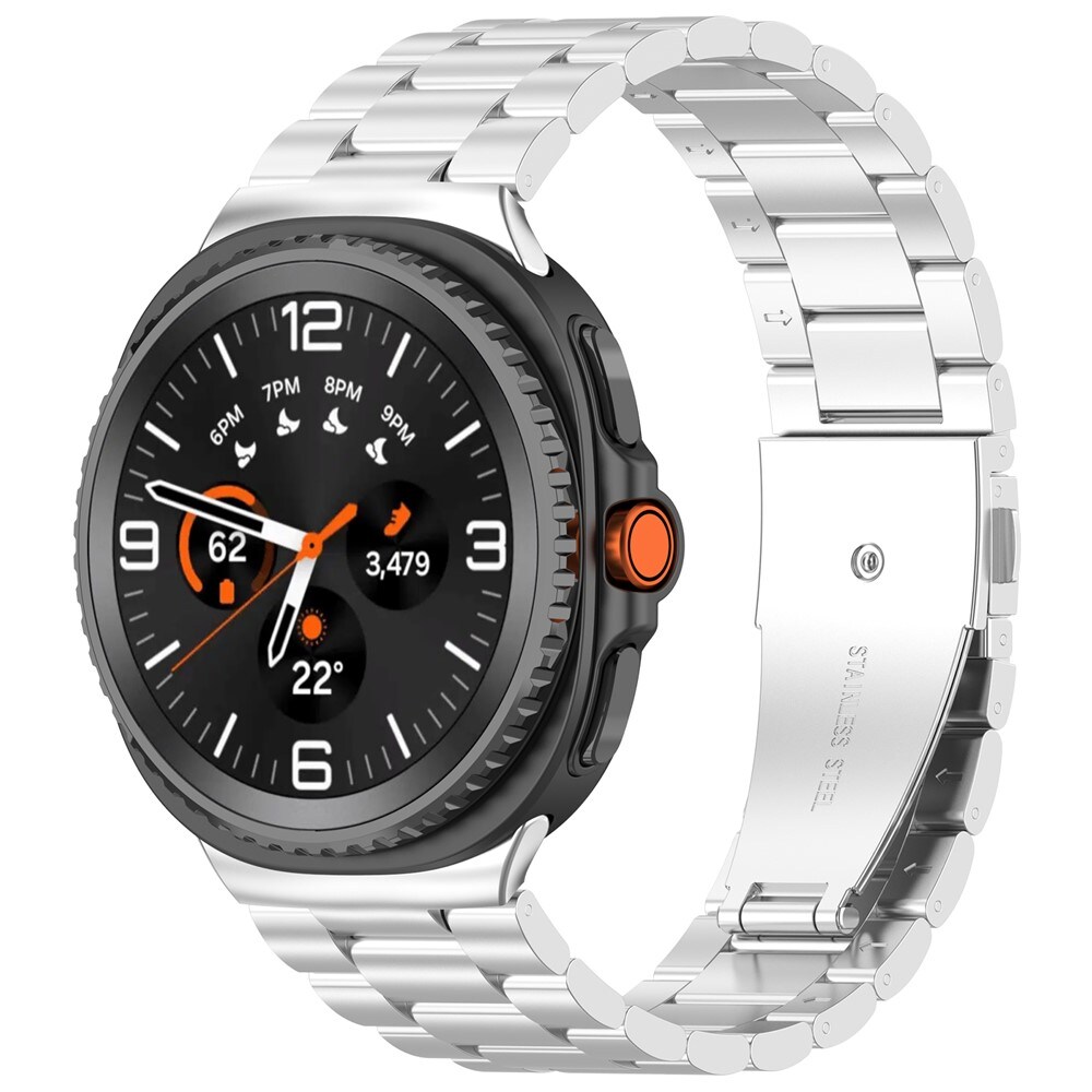 Samsung Galaxy Watch 8 Classic Stilrent linkarmbånd i metal, Sølv
