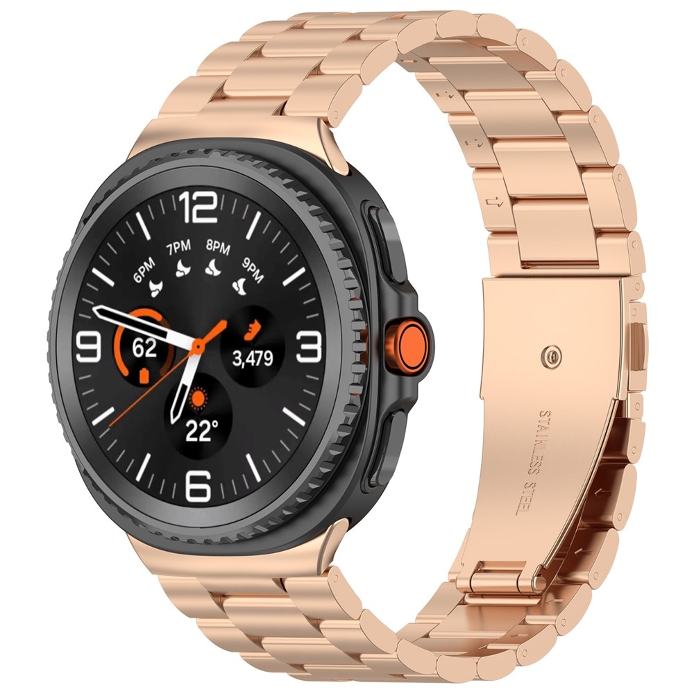 Samsung Galaxy Watch 8 44mm Stilrent linkarmbånd i metal, Rose guld