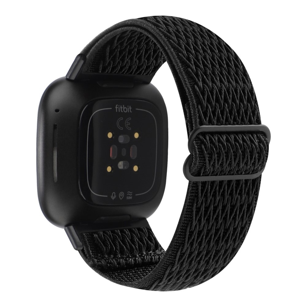 Fitbit Sense Elastisk armbånd i vævet nylon, Sort