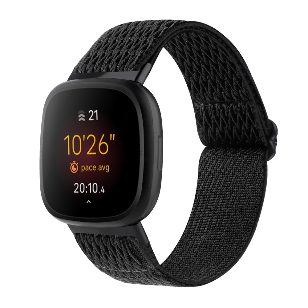 Fitbit Sense Elastisk armbånd i vævet nylon, Sort