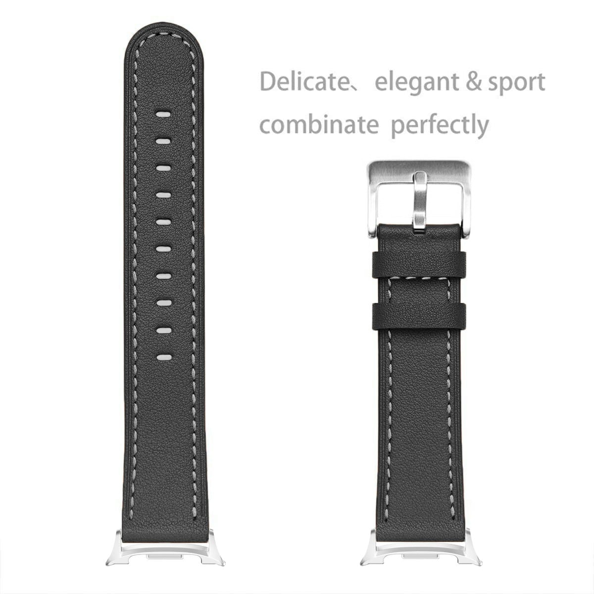 Samsung Galaxy Watch 8 44mm Armbånd i ægte læder, Sort