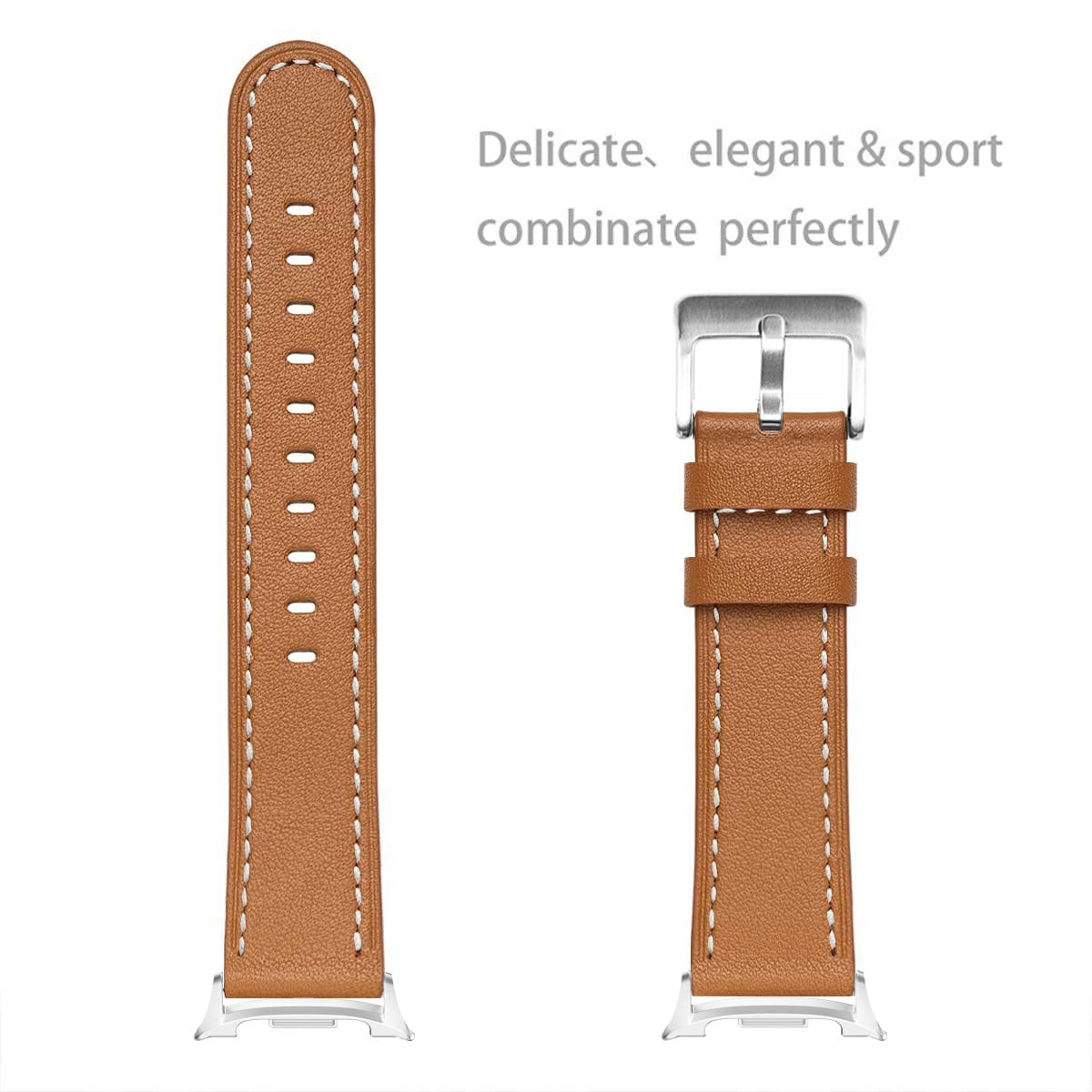 Samsung Galaxy Watch 8 44mm Armbånd i ægte læder, Cognac